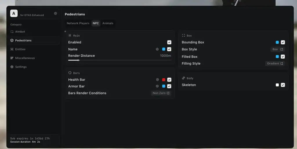 GTA 5 Online Enhanced Cheats & Mod Menus - Safe 2026 GTA 5 Online cheat menu interface with ped customization options.